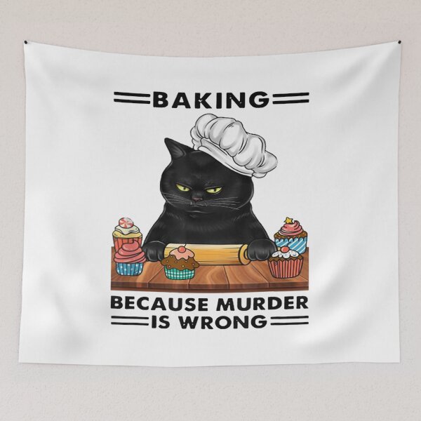 Item preview, Black Cat Baking Because Murder Is Wrong Cat Lover designed and sold by BanBay.