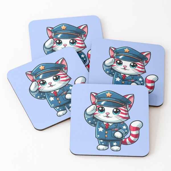 Item preview, Cute Cat In American Flag Art  , Kawaii Soldier Cat, Cat Clipart designed and sold by SnuggleSafari.