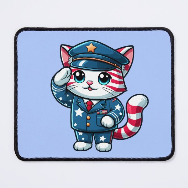 Item preview, Cute Cat In American Flag Art , Kawaii Soldier Cat, Cat Clipart designed and sold by SnuggleSafari.