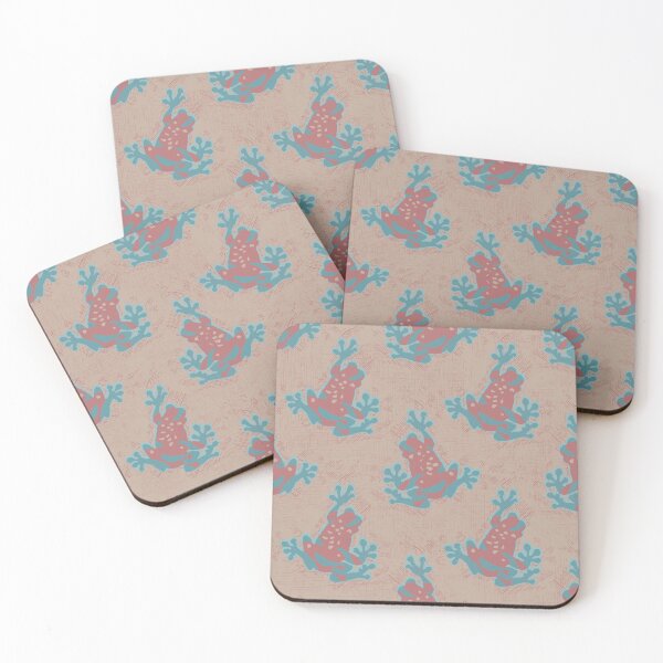 Item preview, Enchanted Frogs Whimsical Coral and Blue Amphibian Dance - A Nature Lover's Dream Pattern designed and sold by Barvatika.