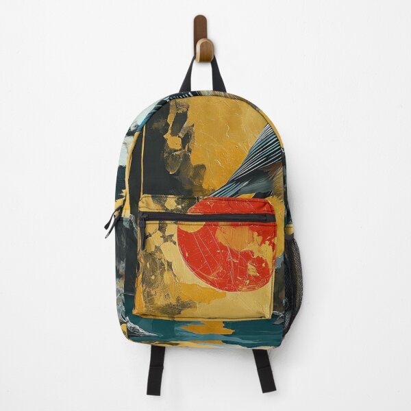 Item preview, Chickadee standing in turquoise water with red sun designed and sold by Rockwpapart.