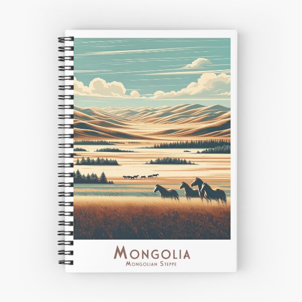 Item preview, Vintage Travel Poster - Minimalist Retro Mongolian Steppe Mongolia - Bold Color designed and sold by pod24.