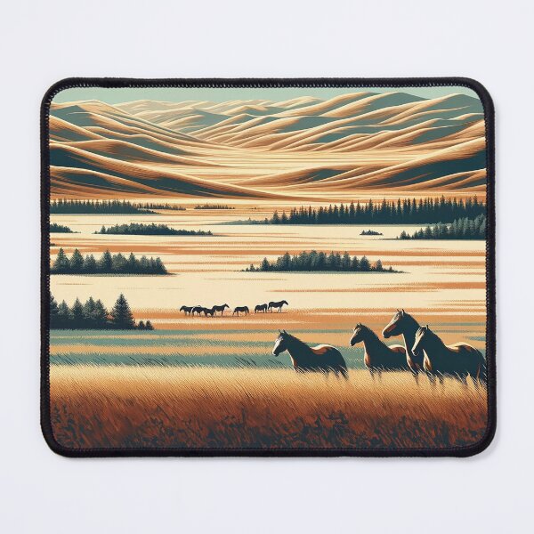 Item preview, Vintage Travel Poster - Minimalist Retro Mongolian Steppe Mongolia - Bold Color designed and sold by pod24.