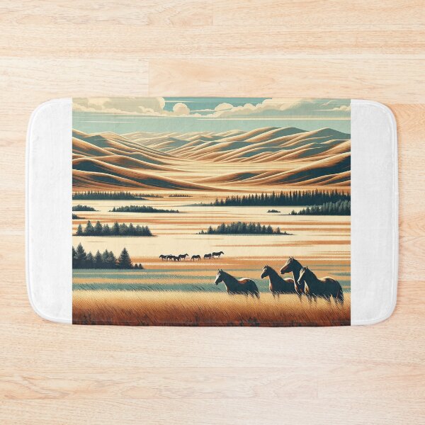 Item preview, Vintage Travel Poster - Minimalist Retro Mongolian Steppe Mongolia - Bold Color designed and sold by pod24.