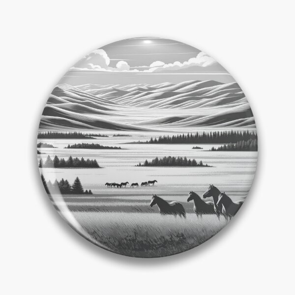 Item preview, Vintage Travel Poster - Minimalist Retro Mongolian Steppe Mongolia - black and white designed and sold by pod24.