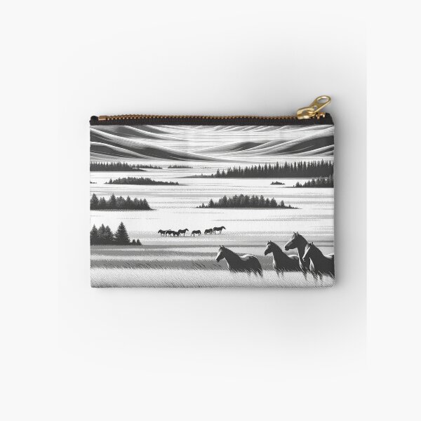 Item preview, Vintage Travel Poster - Minimalist Retro Mongolian Steppe Mongolia - black and white designed and sold by pod24.