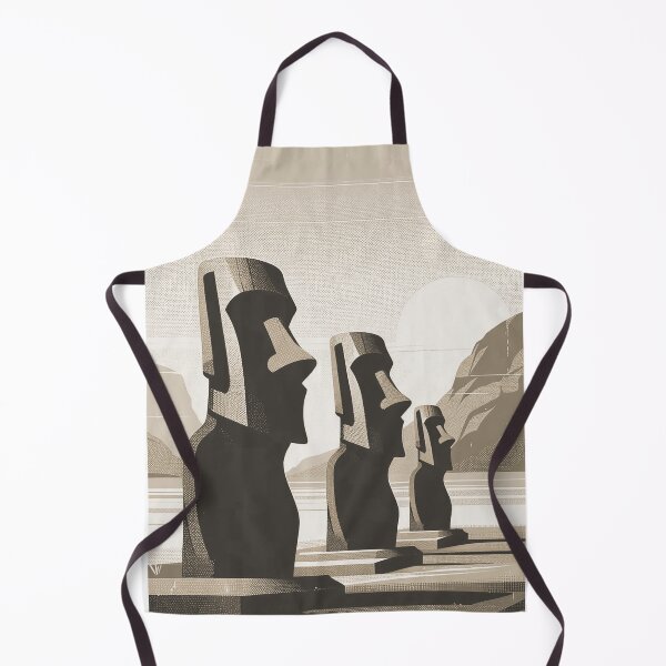 Item preview, Retro Travel Poster - Vintage Easter Island Moai, Minimalist Art - sepia - monochrome designed and sold by pod24.