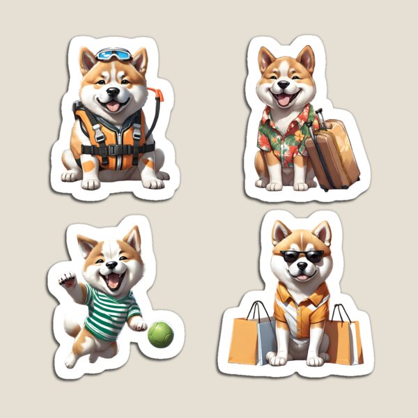 Item preview, Paquete de pegatinas de viaje con lindo cachorro Akita Inu designed and sold by Keffy.