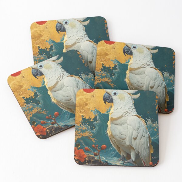 Item preview, Cockatoo Standing In turquoise water with a red sun designed and sold by Rockwpapart.