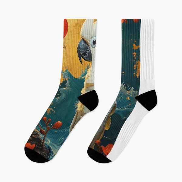 Item preview, Cockatoo Standing In turquoise water with a red sun designed and sold by Rockwpapart.