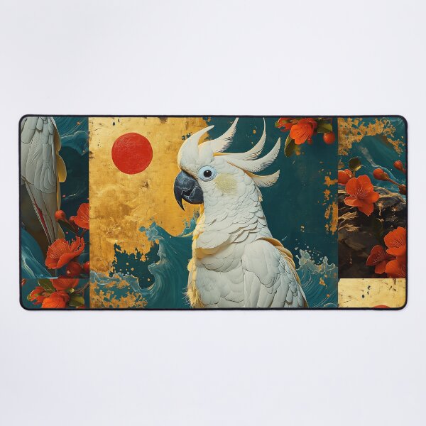 Item preview, Cockatoo Standing In turquoise water with a red sun designed and sold by Rockwpapart.