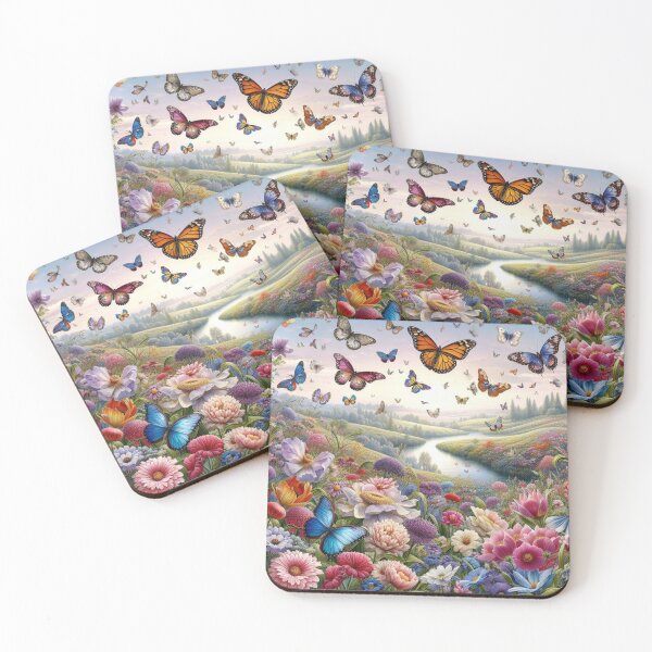 Item preview, Colorful, blooming landscape with butterflies designed and sold by Artis-t-fun.