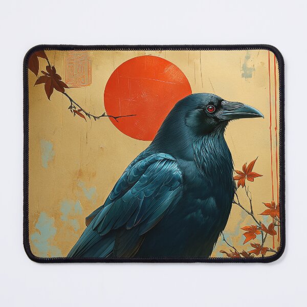 Item preview, Crow standing in turquoise water with a red sun designed and sold by Rockwpapart.