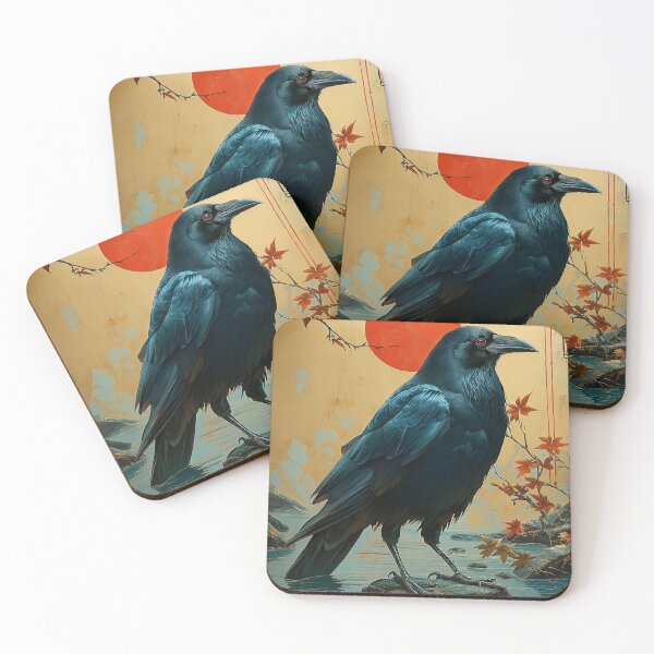Item preview,   Crow standing in turquoise water with a red sun  designed and sold by Rockwpapart.