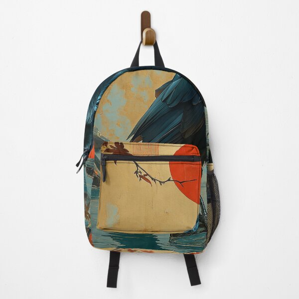 Item preview, Crow standing in turquoise water with a red sun designed and sold by Rockwpapart.