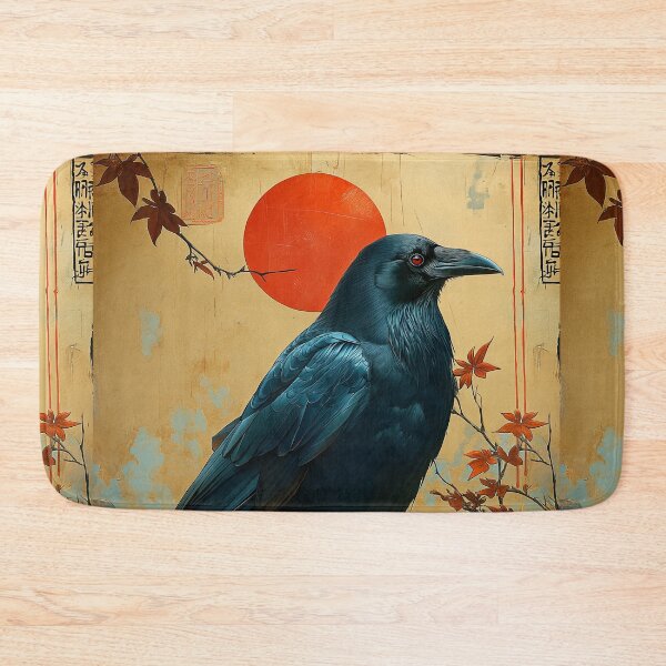 Item preview,   Crow standing in turquoise water with a red sun  designed and sold by Rockwpapart.