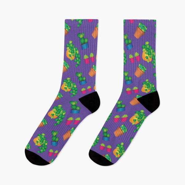 Item preview, House plants pattern purple designed and sold by Linsey-Grace.