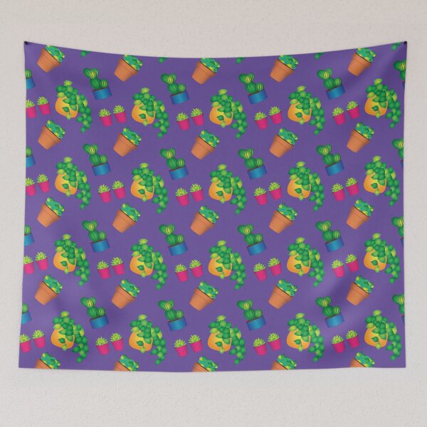 Item preview, House plants pattern purple designed and sold by Linsey-Grace.