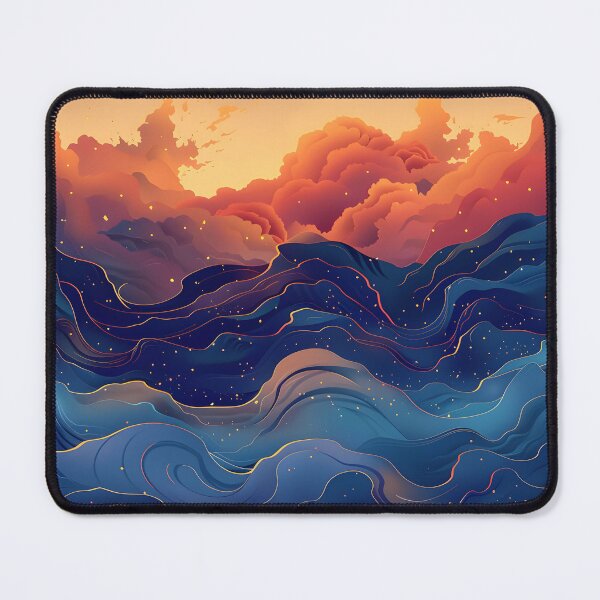 Item preview, Big waves and clouds - blue and orange designed and sold by Wildflow Creations.