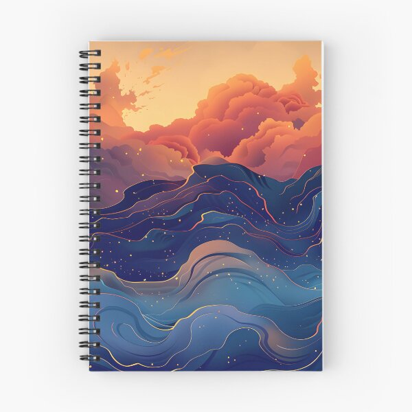 Item preview, Big waves and clouds - blue and orange designed and sold by Wildflow Creations.