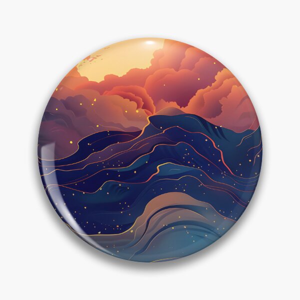 Item preview, Big waves and clouds - blue and orange designed and sold by Wildflow Creations.