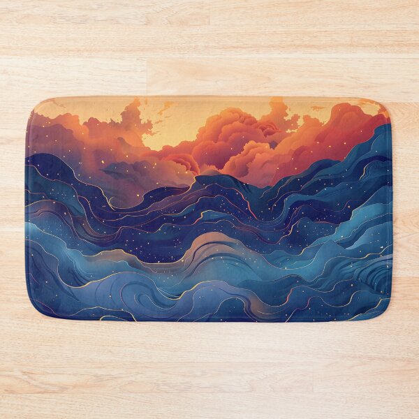 Item preview, Big waves and clouds - blue and orange designed and sold by Wildflow Creations.
