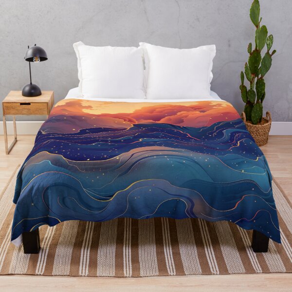 Item preview, Big waves and clouds - blue and orange designed and sold by Wildflow Creations.