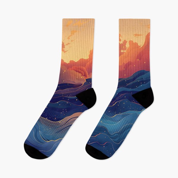Item preview, Big waves and clouds - blue and orange designed and sold by Wildflow Creations.