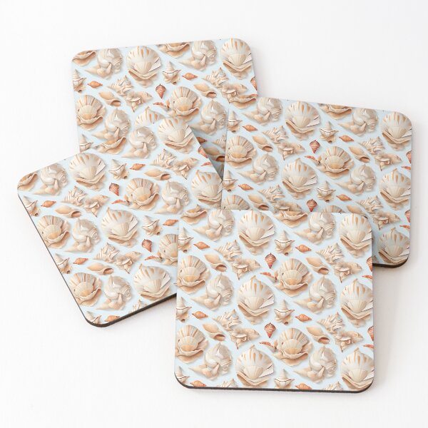 Item preview, White Seashells Pattern designed and sold by MKsArtDesigns.