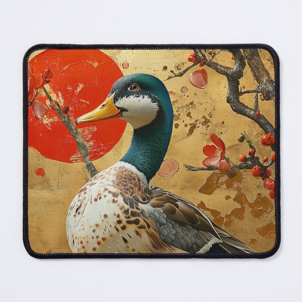 Item preview, Duck in nature Standing in turquoise water with red sun designed and sold by Rockwpapart.