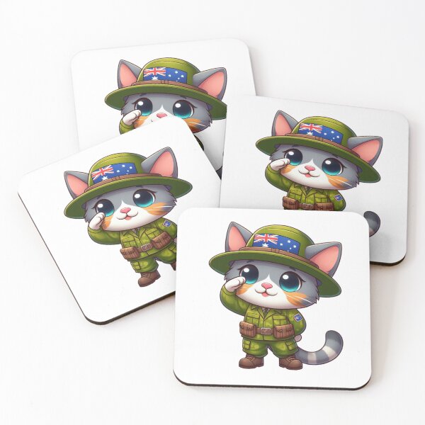 Item preview, Cute Australian Soldier Cat , Kawaii Soldier Cat, Cat Clipart designed and sold by SnuggleSafari.