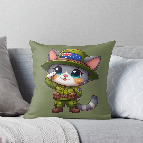 Item preview, Cute Australian Soldier Cat , Kawaii Soldier Cat, Cat Clipart designed and sold by SnuggleSafari.