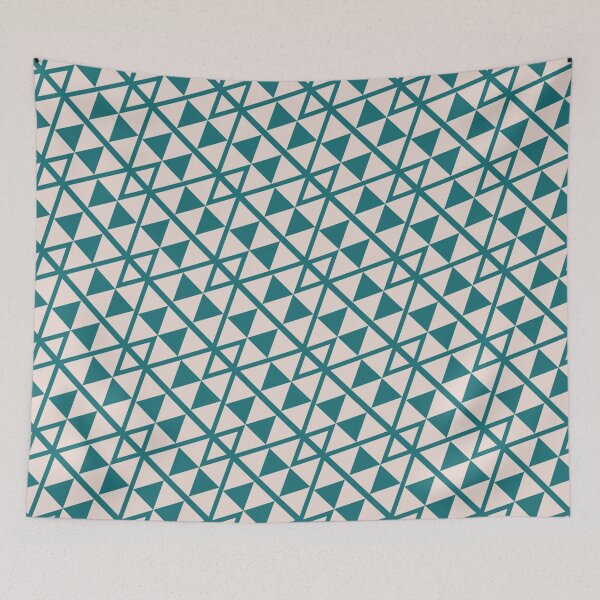 Item preview, Teal Cream Triangle Retro Mid-Century Modern Art Deco Geometric Pastel Pattern designed and sold by PenguinForests.