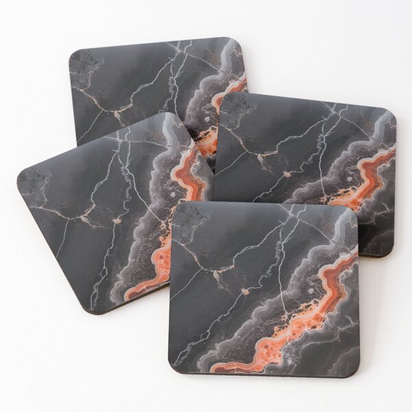 Item preview, Abstract Art Onix Stone Black Grey Orange Design designed and sold by fluffstuffgifts.