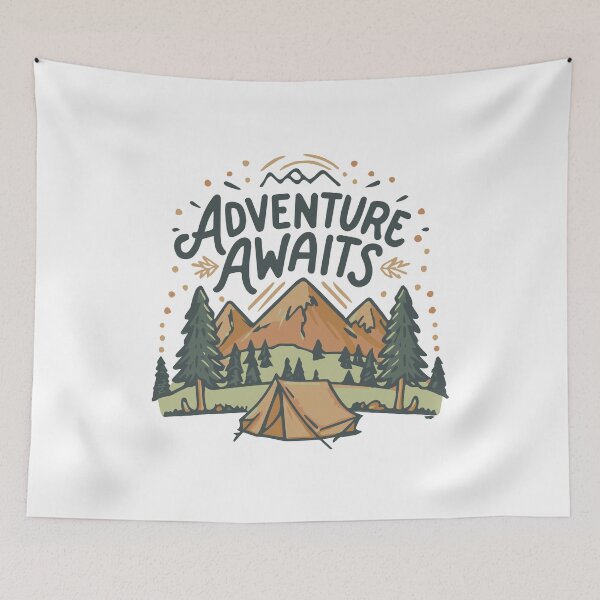 Aperçu de l'œuvre Adventure Awaits Nature Camping Tent Backpacking Outdoors créée et vendue par w1ckerman.
