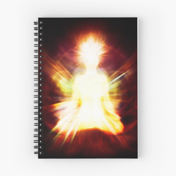 Item preview, Woman sitting in meditation pose emanating ethereal body Qi energy aura art print designed and sold by AwenArtPrints.