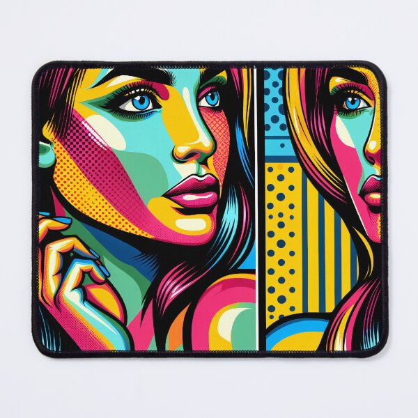 Item preview, Female portrait in the style of pop art with bright, bold colors and repeating elements designed and sold by AndreaMart.
