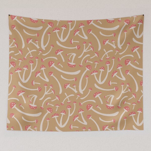 Item preview, Cute mushroom pattern in soft brown designed and sold by Miss-Belle.