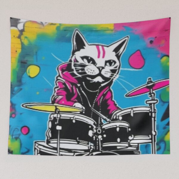 Item preview, Jazz cat drummer  designed and sold by BubbleTextBox.
