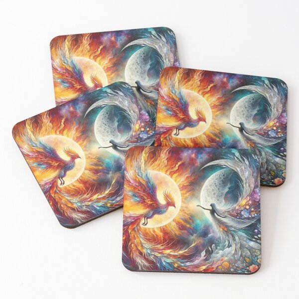 Item preview, Balance between Fire and Serenity: The Phoenix and the Moon designed and sold by TroviTutto.