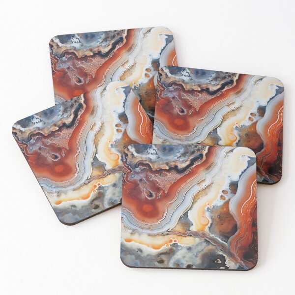 Item preview, Abstract  Agate Stone Grey Beige Orange Ochre Black designed and sold by fluffstuffgifts.