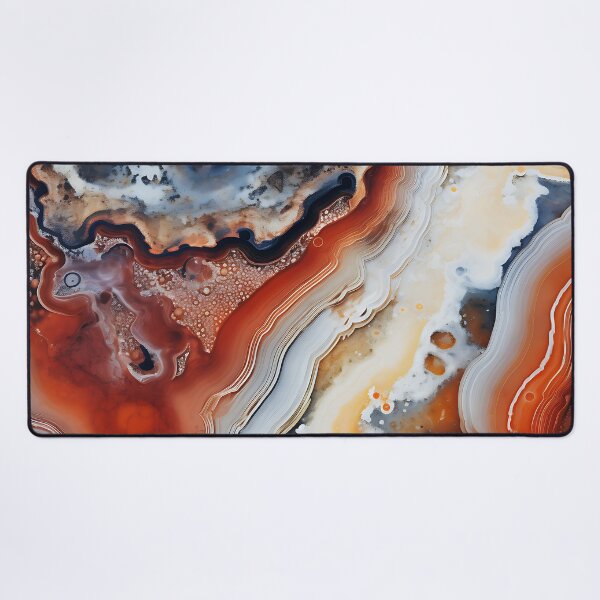 Item preview, Abstract Agate Stone Grey Beige Orange Ochre Black designed and sold by fluffstuffgifts.