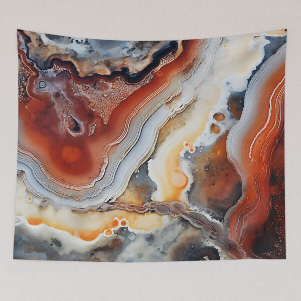 Item preview, Abstract  Agate Stone Grey Beige Orange Ochre Black designed and sold by fluffstuffgifts.