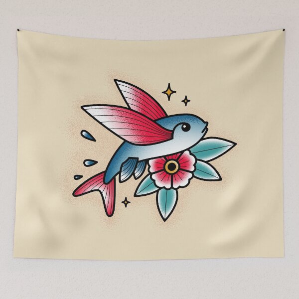 Item preview, Flying Fish Old Shool Tattoo designed and sold by miavaldez.