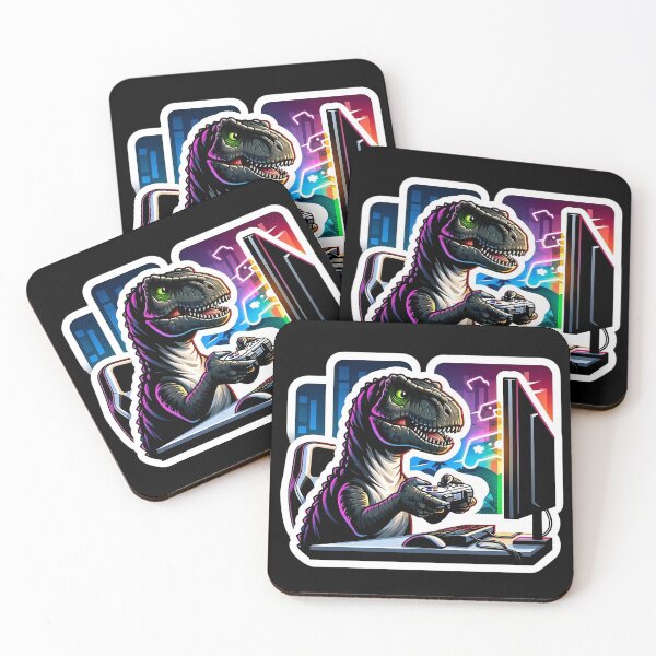 Item preview, Dinosaur playing video games: Gamer Dinosaur at the Desk designed and sold by NexaArts.