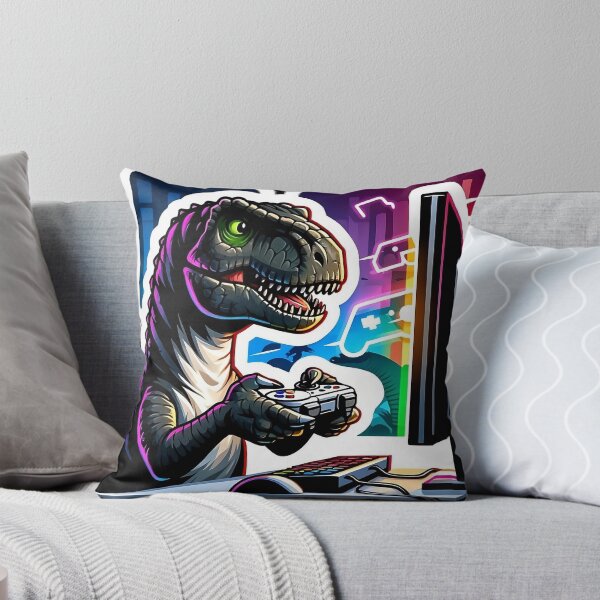 Item preview, Dinosaur playing video games: Gamer Dinosaur at the Desk designed and sold by NexaArts.