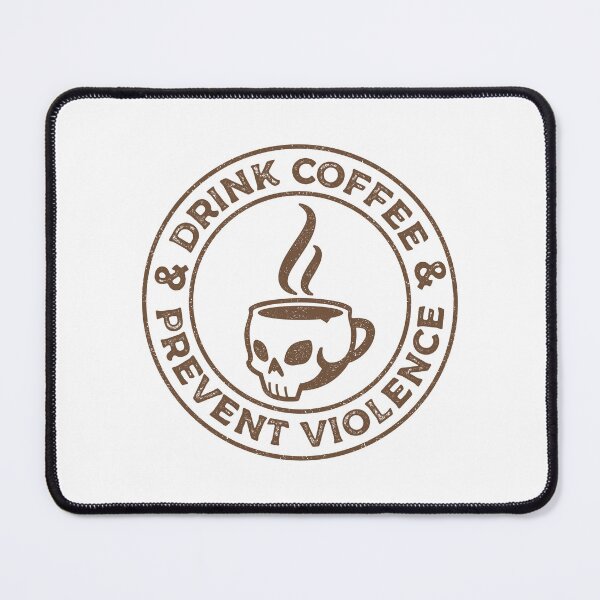 Item preview, Drink Coffee and Prevent Violence Retro Badge Skull designed and sold by wolfkin-design.