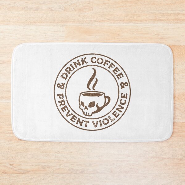 Item preview, Drink Coffee and Prevent Violence Retro Badge Skull designed and sold by wolfkin-design.