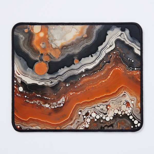 Item preview, Abstract Agate Stone Grey Beige Orange Ochre Black designed and sold by fluffstuffgifts.