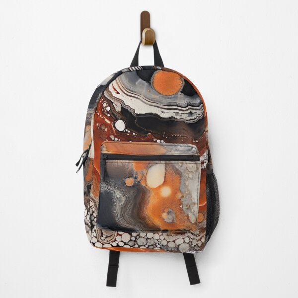 Item preview, Abstract Agate Stone Grey Beige Orange Ochre Black designed and sold by fluffstuffgifts.